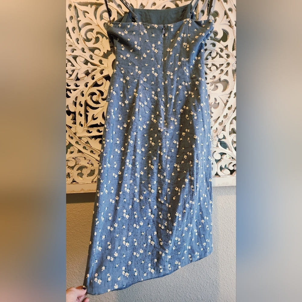 MAJORELLE ANNA BLUE DOSTY FAUX WRAP MINI DRESS FLORAL WOMENS. SIZE SMALL - Picture 13 of 14
